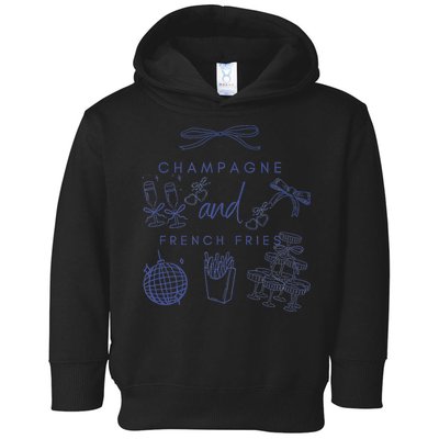 Champagne And French Fries Coquette Bow Toddler Hoodie