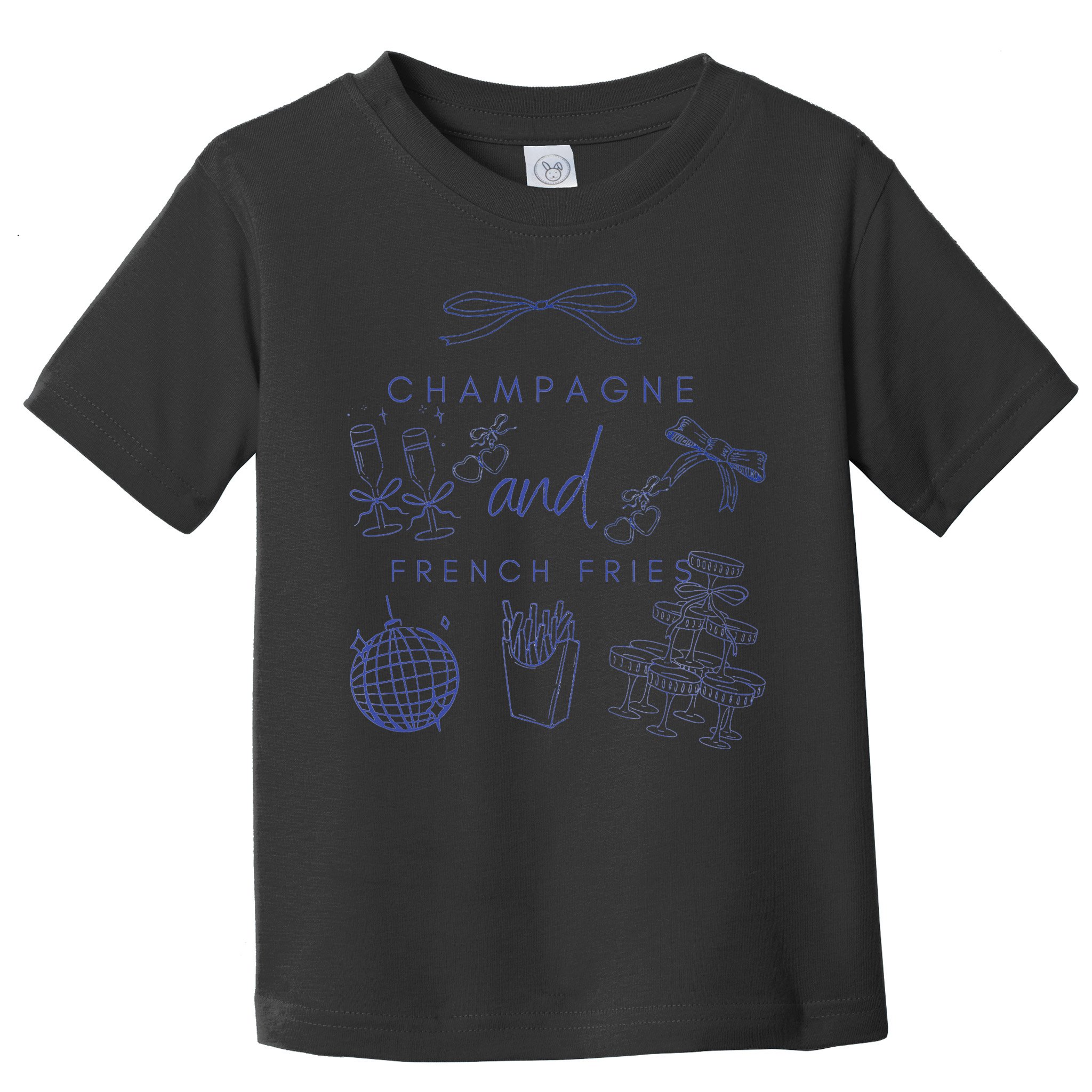 Champagne And French Fries Coquette Bow Toddler T-Shirt