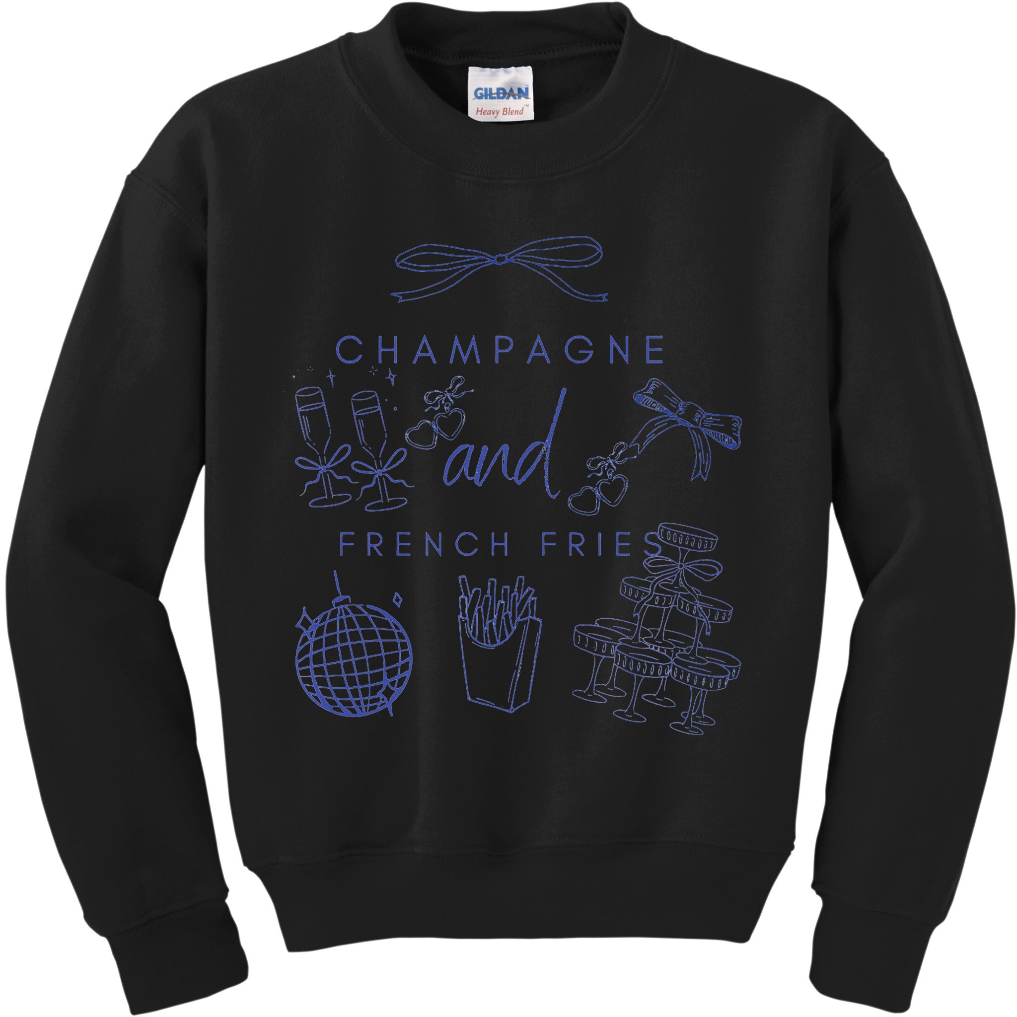 Champagne And French Fries Coquette Bow Kids Sweatshirt