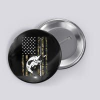 Camouflage American Flag Bass Fishing Gift Fisherman Button