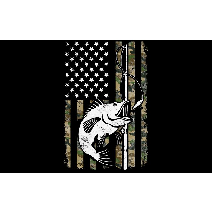 Camouflage American Flag Bass Fishing Gift Fisherman Bumper Sticker