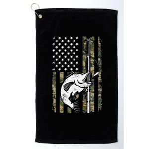 Camouflage American Flag Bass Fishing Gift Fisherman Platinum Collection Golf Towel