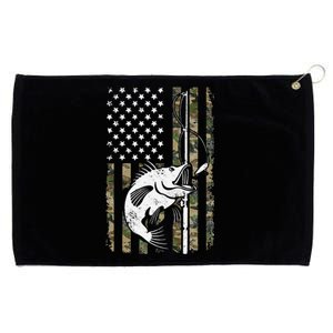 Camouflage American Flag Bass Fishing Gift Fisherman Grommeted Golf Towel