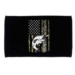 Camouflage American Flag Bass Fishing Gift Fisherman Microfiber Hand Towel