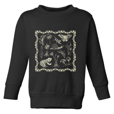 Cottagecore Aesthetic Frog And Mushroom Goblincore Toddler Sweatshirt