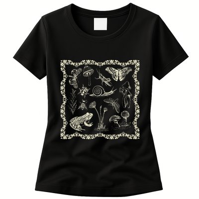 Cottagecore Aesthetic Frog And Mushroom Goblincore Womens T-Shirt