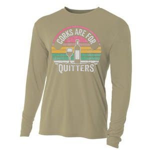 Corks Are For Quitters Wine Bottle Glass Cooling Performance Long Sleeve Crew