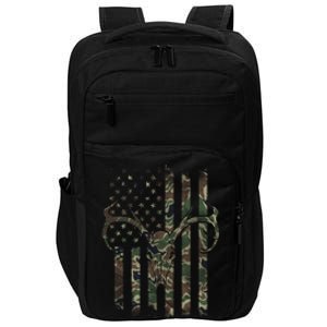 Camo American Flag Deer Skull Elk Hunting Usa Hunter Gift Impact Tech Backpack