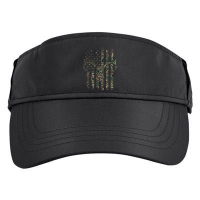 Camo American Flag Deer Skull Elk Hunting Usa Hunter Gift Adult Drive Performance Visor
