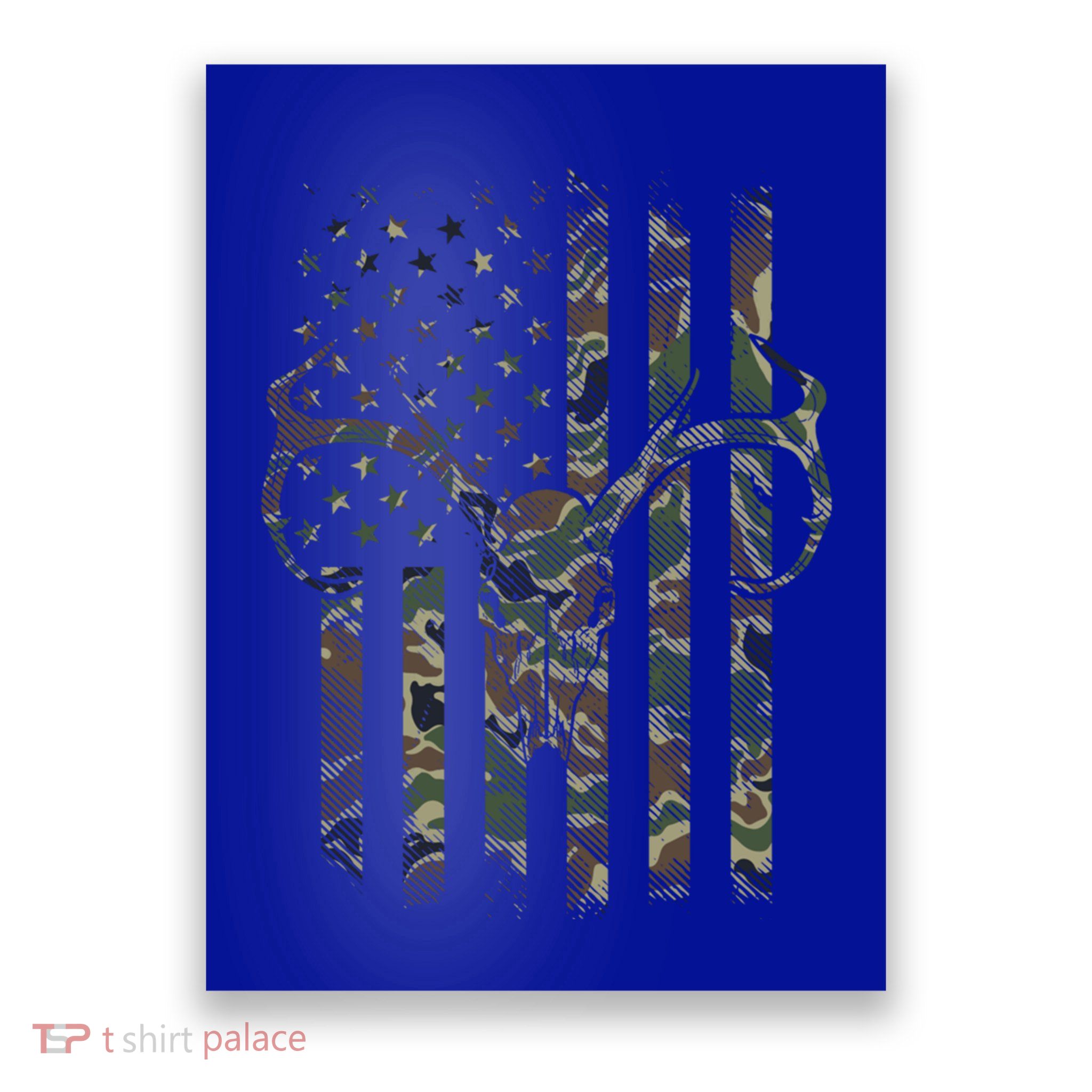 Camo American Flag Deer Skull Elk Hunting Usa Hunter Gift Poster