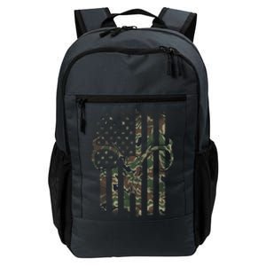 Camo American Flag Deer Skull Elk Hunting Usa Hunter Gift Daily Commute Backpack