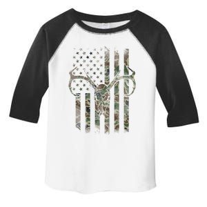 Camo American Flag Deer Skull Elk Hunting Usa Hunter Gift Toddler Fine Jersey T-Shirt