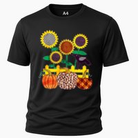 Cute Autumn Fall Patterns Raven Crow Sunflowers Pumpkins Cooling Performance Crew T-Shirt