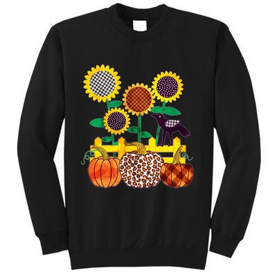 Cute Autumn Fall Patterns Raven Crow Sunflowers Pumpkins Sweatshirt