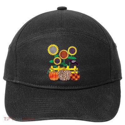 Cute Autumn Fall Patterns Raven Crow Sunflowers Pumpkins 7-Panel Snapback Hat