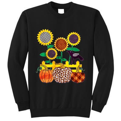 Cute Autumn Fall Patterns Raven Crow Sunflowers Pumpkins Tall Sweatshirt