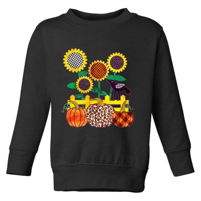 Cute Autumn Fall Patterns Raven Crow Sunflowers Pumpkins Toddler Sweatshirt