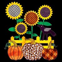 Cute Autumn Fall Patterns Raven Crow Sunflowers Pumpkins Womens T-Shirt