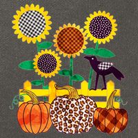 Cute Autumn Fall Patterns Raven Crow Sunflowers Pumpkins Cotton Canvas Backpack
