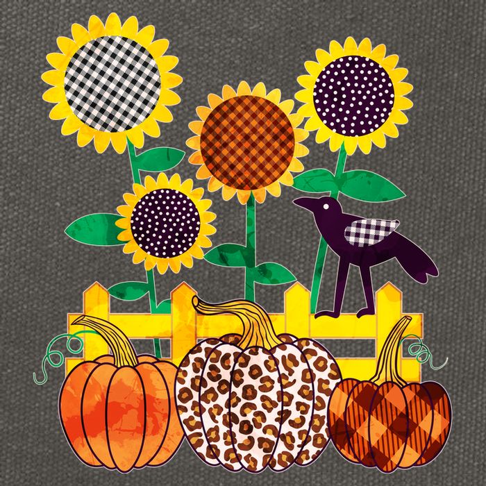 Cute Autumn Fall Patterns Raven Crow Sunflowers Pumpkins Cotton Canvas Backpack