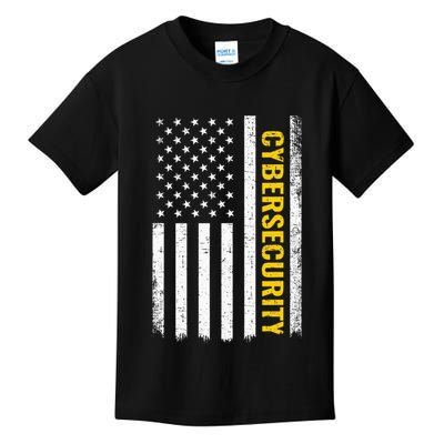 Cybersecurity American Flag, Cyber Security Kids T-Shirt