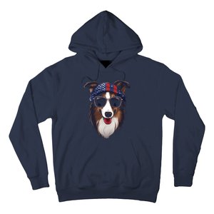 Collie American Flag USA Tee 4th July Gifts Graphic Tees Hoodie