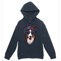 Collie American Flag USA Tee 4th July Gifts Graphic Tees Urban Pullover Hoodie