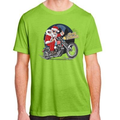 Cool American Flag Motorcycle Santa Claus Adult ChromaSoft Performance T-Shirt