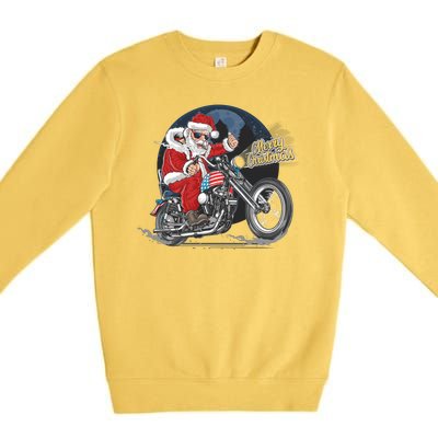 Cool American Flag Motorcycle Santa Claus Premium Crewneck Sweatshirt