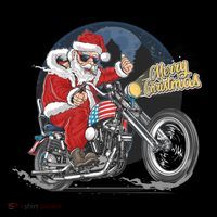 Cool American Flag Motorcycle Santa Claus Performance Shirt