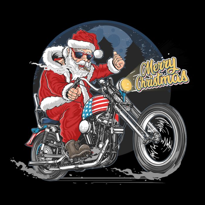 Cool American Flag Motorcycle Santa Claus City Backpack