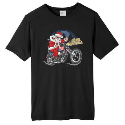 Cool American Flag Motorcycle Santa Claus Tall Fusion ChromaSoft Performance T-Shirt