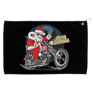 Cool American Flag Motorcycle Santa Claus Grommeted Golf Towel