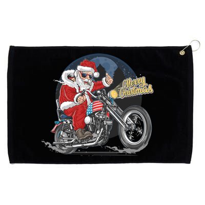 Cool American Flag Motorcycle Santa Claus Grommeted Golf Towel