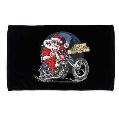 Cool American Flag Motorcycle Santa Claus Microfiber Hand Towel