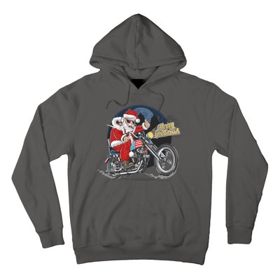 Cool American Flag Motorcycle Santa Claus Hoodie