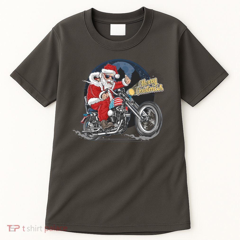 Cool American Flag Motorcycle Santa Claus Tall T-Shirt