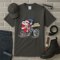 Cool American Flag Motorcycle Santa Claus Tall T-Shirt