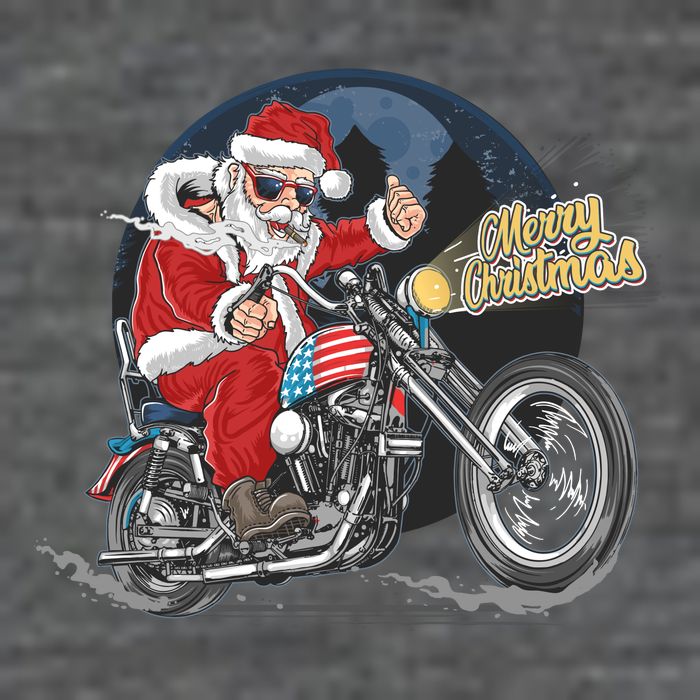 Cool American Flag Motorcycle Santa Claus Tall T-Shirt