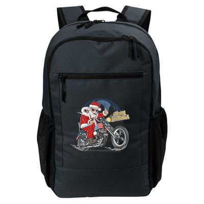 Cool American Flag Motorcycle Santa Claus Backpack