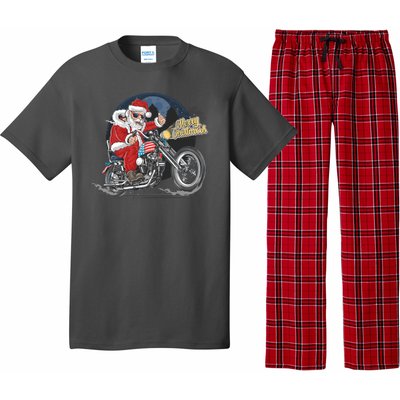 Cool American Flag Motorcycle Santa Claus Pajama Set