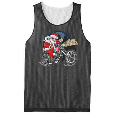 Cool American Flag Motorcycle Santa Claus Mesh Reversible Basketball Jersey Tank