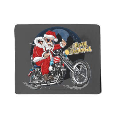 Cool American Flag Motorcycle Santa Claus Mousepad