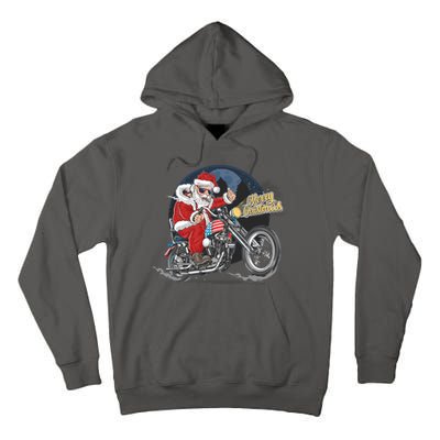 Cool American Flag Motorcycle Santa Claus Tall Hoodie