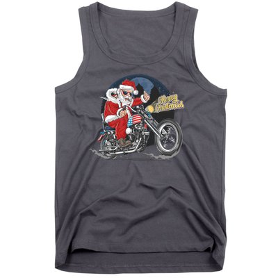 Cool American Flag Motorcycle Santa Claus Tank Top