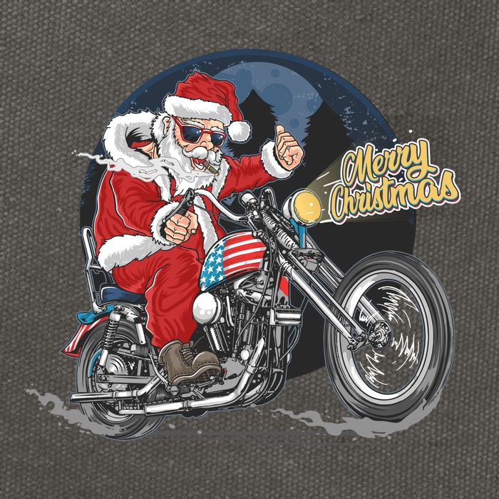 Cool American Flag Motorcycle Santa Claus Cotton Canvas Backpack
