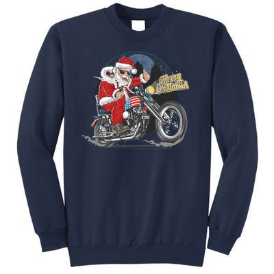 Cool American Flag Motorcycle Santa Claus Sweatshirt