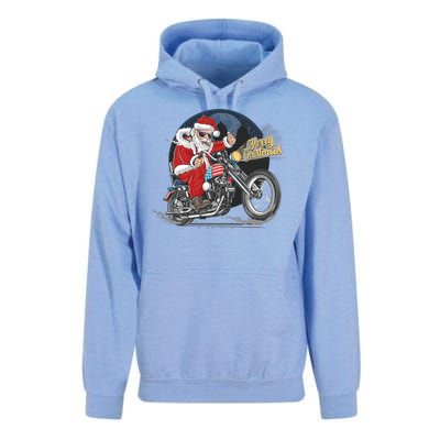 Cool American Flag Motorcycle Santa Claus Unisex Surf Hoodie