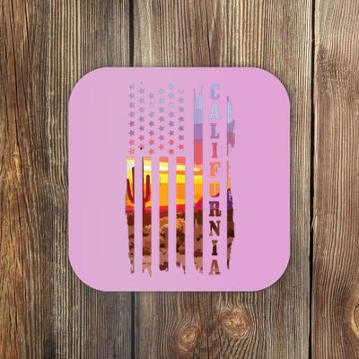 California American Flag Usa Pride Cactus Patriotic Gift Coaster