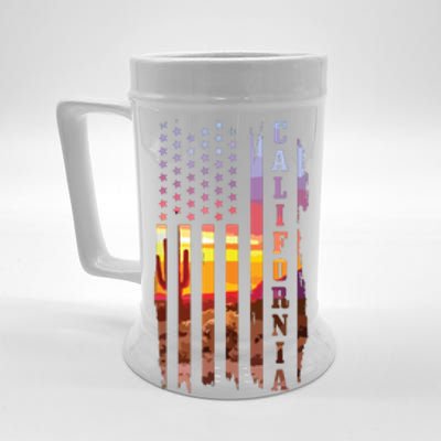 California American Flag Usa Pride Cactus Patriotic Gift Beer Stein